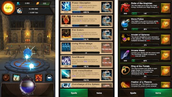 Gameplay screenshot from idle magic clicker a wizard tap game for Android