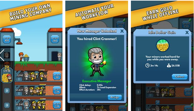 Gameplay screenshot from idle miner tycoon for Android