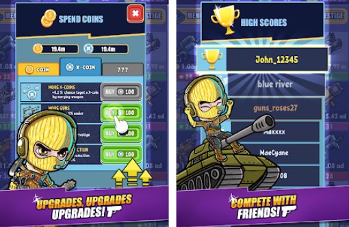 Gameplay screenshot from idle royale tycoon incremental merge battle game for Android