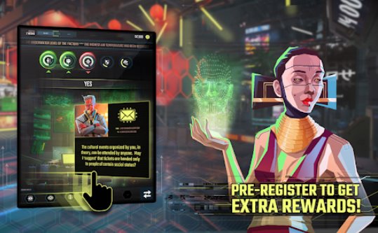 Gameplay screenshot from infinitecorp cyberpunk decision based card game for Android