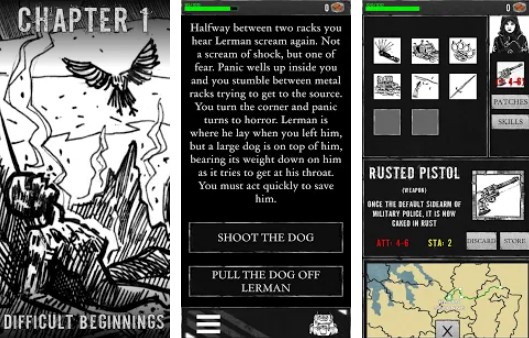 Gameplay screenshot from inhumanity text adventure for Android