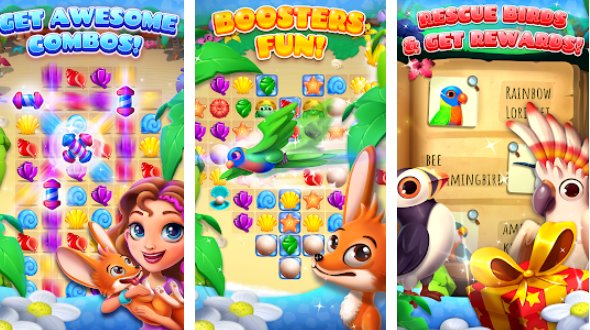 Gameplay screenshot from island adventure bird blast match 3 for Android
