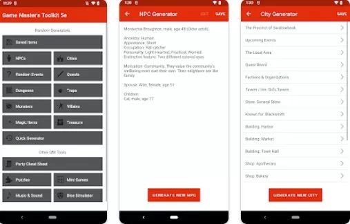 Gameplay screenshot from game master s toolkit 5e MO for Android