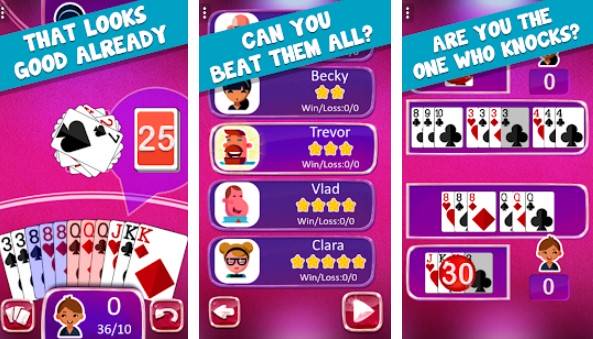 Gameplay screenshot from gin rummy plus card game for Android