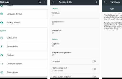 Gameplay screenshot from google talkback for Android