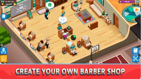 Gameplay screenshot from idle barber shop tycoon game for Android