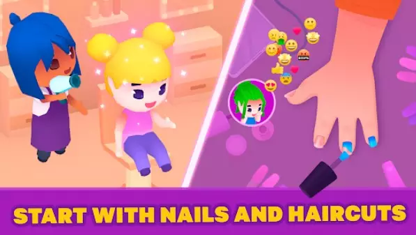Gameplay screenshot from idle beauty salon hair and nails parlor simulator for Android