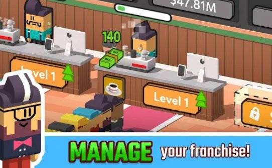 Gameplay screenshot from idle coffee corp for Android
