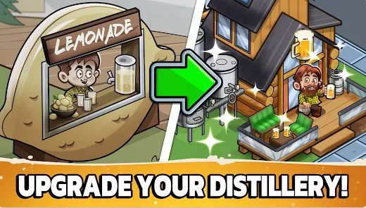 Gameplay screenshot from idle distiller tycoon game for Android