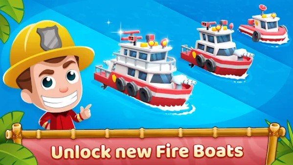 Gameplay screenshot from idle firefighter tycoon fire emergency manager for Android