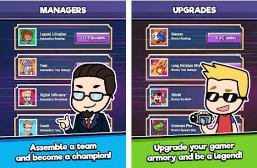 Gameplay screenshot from idle loba legends esports tycoon clicker game for Android