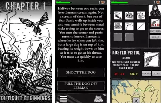 Gameplay screenshot from inhumanity text adventure for Android
