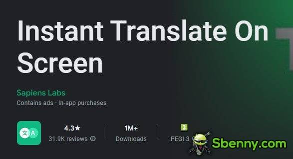 instant translate on screen