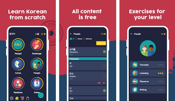 Gameplay screenshot from learn korean beginners for Android
