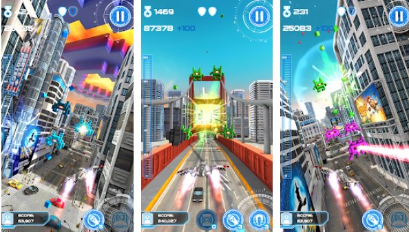 Gameplay screenshot from jet run city defender for Android