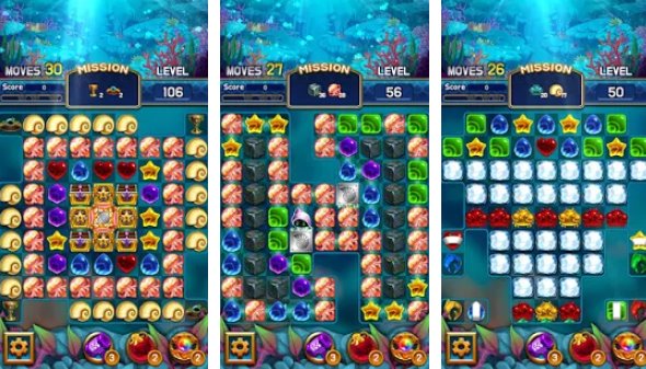 Gameplay screenshot from jewel abyss fantastic match 3 puzzle game for Android