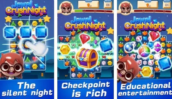 Gameplay screenshot from jewel crush night match 3 puzzle for Android