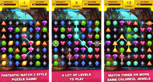 Gameplay screenshot from jewel madness match 3 puzzle game for Android