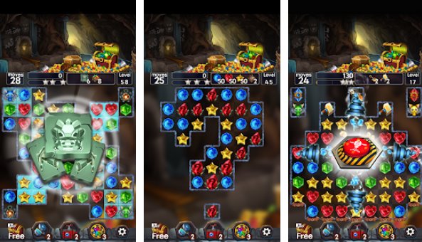 Gameplay screenshot from jewel mine quest match 3 puzzle for Android