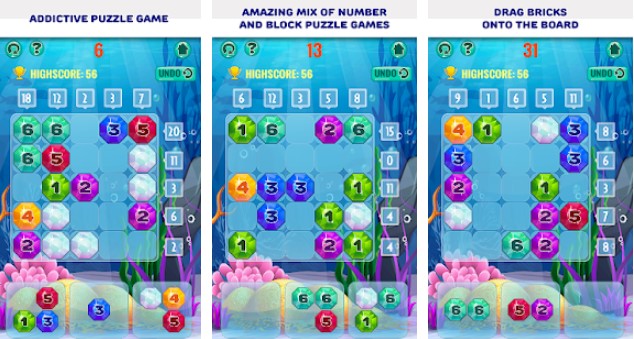 Gameplay screenshot from jewels number puzzle game for Android
