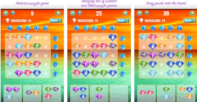 Gameplay screenshot from jewels number puzzle game gold edition for Android