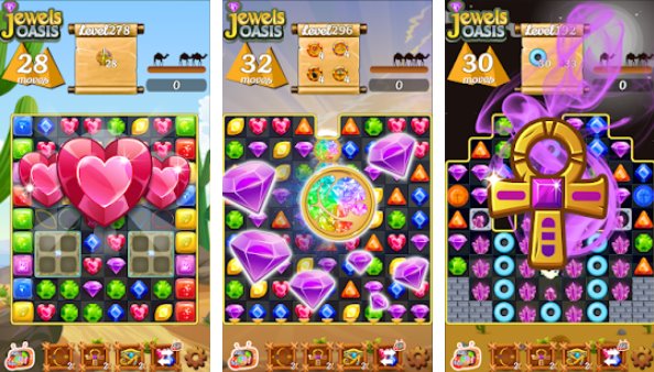 Gameplay screenshot from jewels oasis greatest adventure puzzle in desert for Android