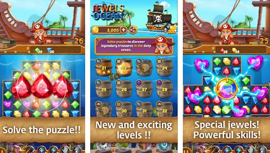 Gameplay screenshot from jewels ocean match3 puzzle adventure for Android