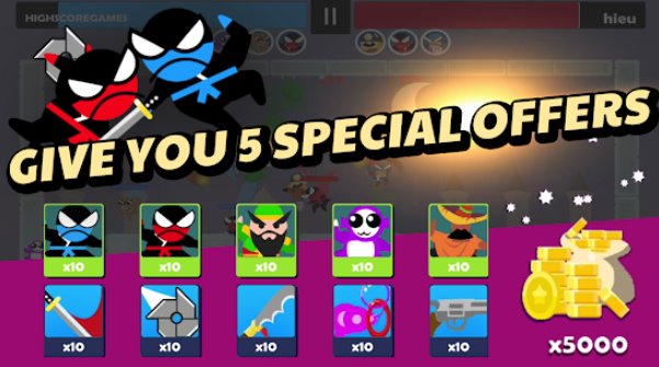 Gameplay screenshot from jumping ninja battle two player battle action for Android