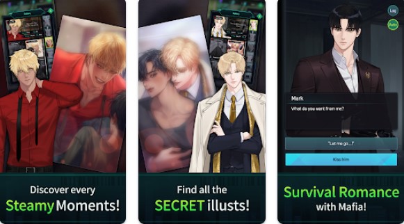 Gameplay screenshot from killing kiss bl dating otome for Android