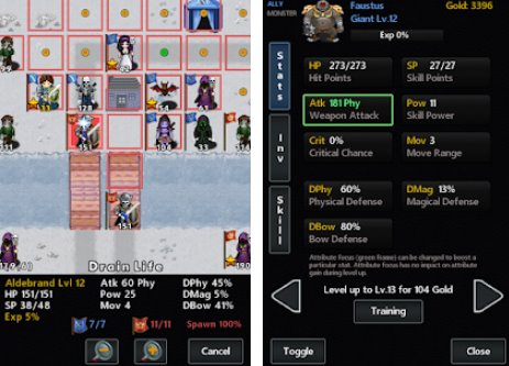 Gameplay screenshot from kingturn underworld rpg for Android