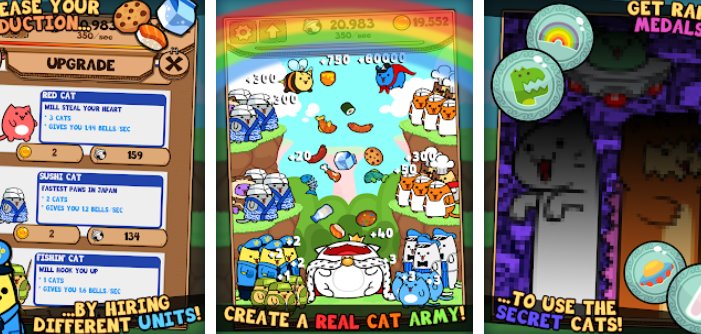 Gameplay screenshot from kitty cat clicker hungry cat feeding game for Android