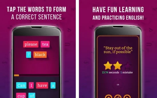 Gameplay screenshot from learn english sentence master pro for Android