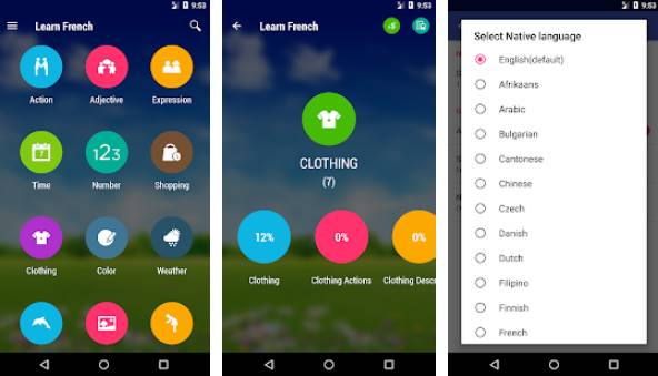 Gameplay screenshot from learn french free for Android