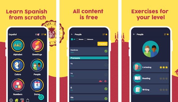 Gameplay screenshot from learn spanish beginners for Android