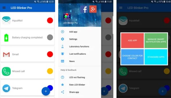 Gameplay screenshot from led blinker notifications pro aod manage lights for Android