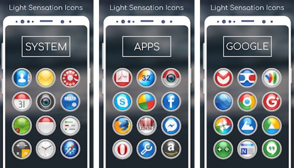 Gameplay screenshot from light sensation icon pack for Android
