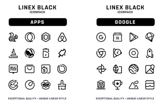 Linex paquete de iconos negros MOD APK Android