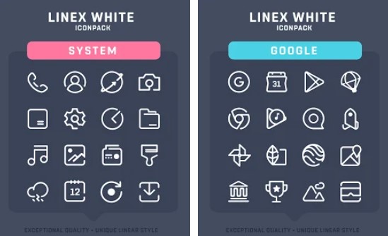 linex paquete de iconos blancos MOD APK Android