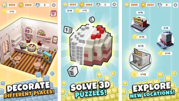 Gameplay screenshot from logic cube 3d nonogram puzzle for Android