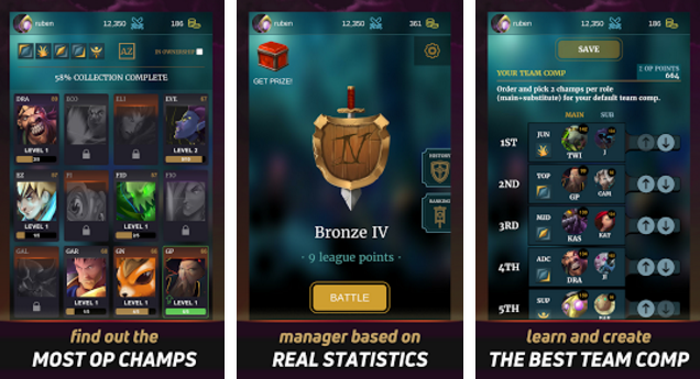 Gameplay screenshot from lol champion manager for Android