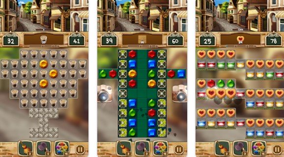 Gameplay screenshot from jewel pretty alley match 3 for Android