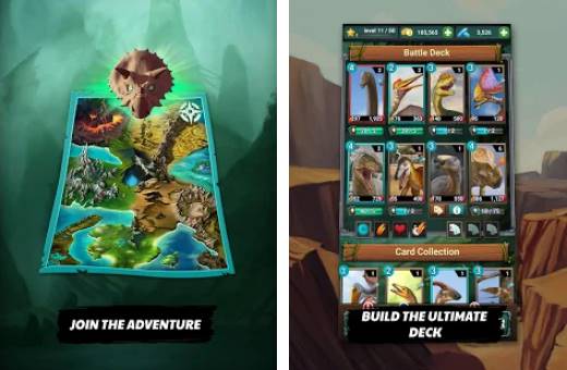 Gameplay screenshot from jurassic dinosaur carnivores evolution dino tcg for Android