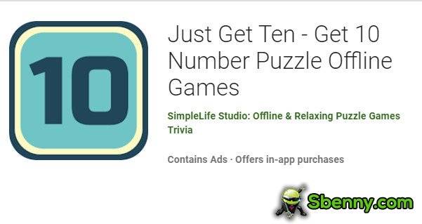  Just Get Ten - Get 10 Number Puzzle Offline Games