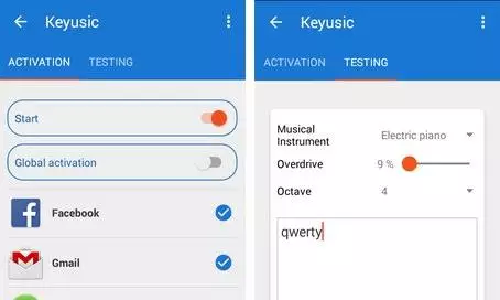 Gameplay screenshot from keyusic keyboard sounds for Android
