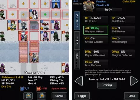 Gameplay screenshot from kingturn underworld rpg for Android