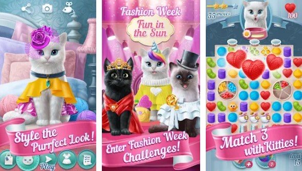 Gameplay screenshot from knittens a fun match 3 game for Android