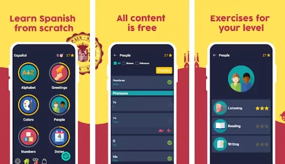 Gameplay screenshot from learn spanish beginners for Android
