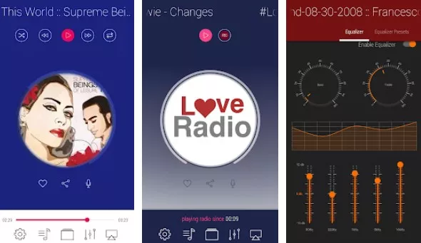 Gameplay screenshot from liquidplayer pro mmusic equalizer mp3 radio 3d for Android