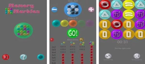 Gameplay screenshot from memory marbles for Android