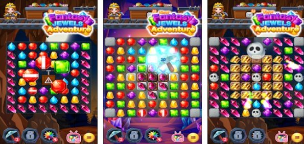 Gameplay screenshot from new fantasy jewels adventure puzzle land for Android